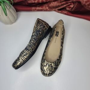 SAS Ballet Flats Gold Black 6.5